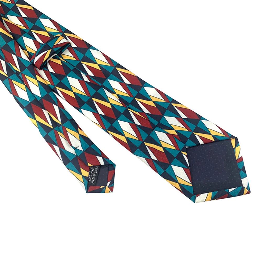 Men Tie 8cm Silk Tie For Man Luxury Vintage Design Print Necktie Cravat For Shirt Suit Wedding Party Stripe Cravats Silk Feeling