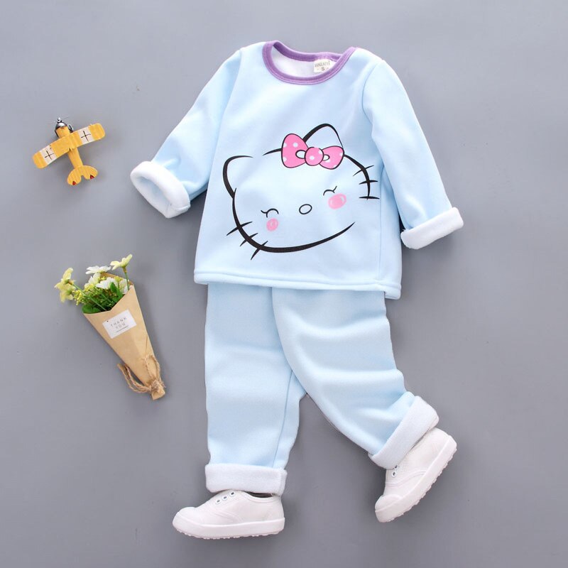 Kids Pajama Sets 1- 3Y Baby Girl Cotton Pajamas Winter Warm Underwear Thermal Clothes Thicken Children Clothing Girls Clothes