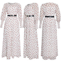 MD African Print Polka Dot Maxi Dresses Women Long Sleeve Chiffon Dress Underdress 2 Pieces Set New Muslim Fashion Evening Gowns