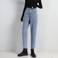 High Waist Jeans Women Classic Vintage Blue Gray Mom Jeans Straight Denim Trousers Womens Casual BF Harem Pants Jeans Femme