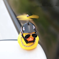Car Cute Little Yellow Duck With Helmet Propeller Wind-breaking Duck Auto Internal Decoration Car Ornaments Accessories Kids Toy