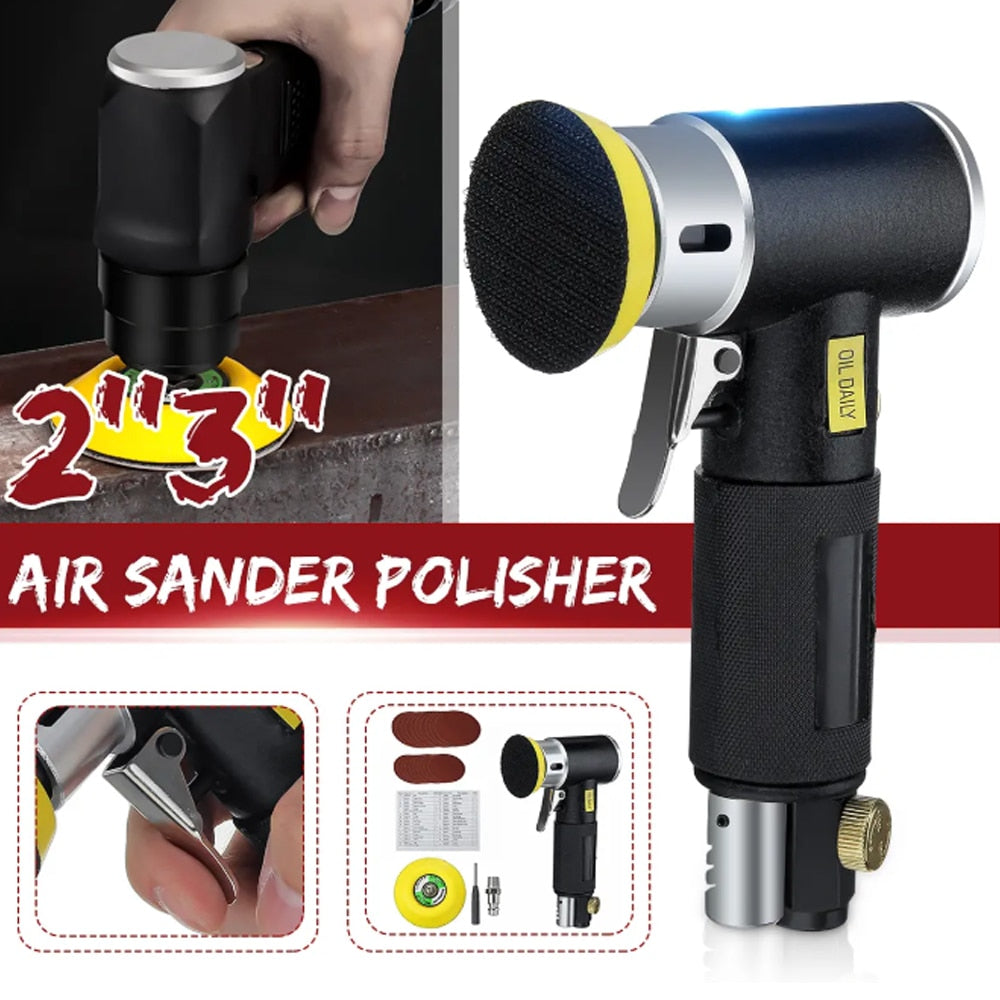 WENXING Orbit Air Sander Mini Pneumatic 1"/2"/3" Grinding Machine set for Car Polishing High Speed Air Powered Polisher air tool