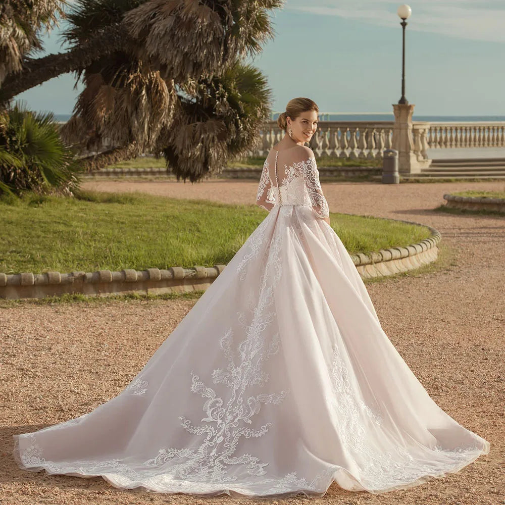 HERBURNL Elegant Wedding Gown Dresses 2023 Scoop Crew Neck Tulle Satin Mega Mart Center HERBURNL Elegant Wedding Gown Dresses 2023 Scoop Crew Neck Tulle Satin Mega Mart Center