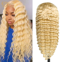 Suttie 613 Deep Wave Lace Front Human Hair Curly Wigs 13x4 13x6 HD Lace Frontal Wig Curly Human Hair Honey Blonde Wigs For Women