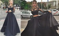 Hot 2pcs Suit Sexy Women Black Lace Formal Prom Long Dress Elegant Long Maxi Dress