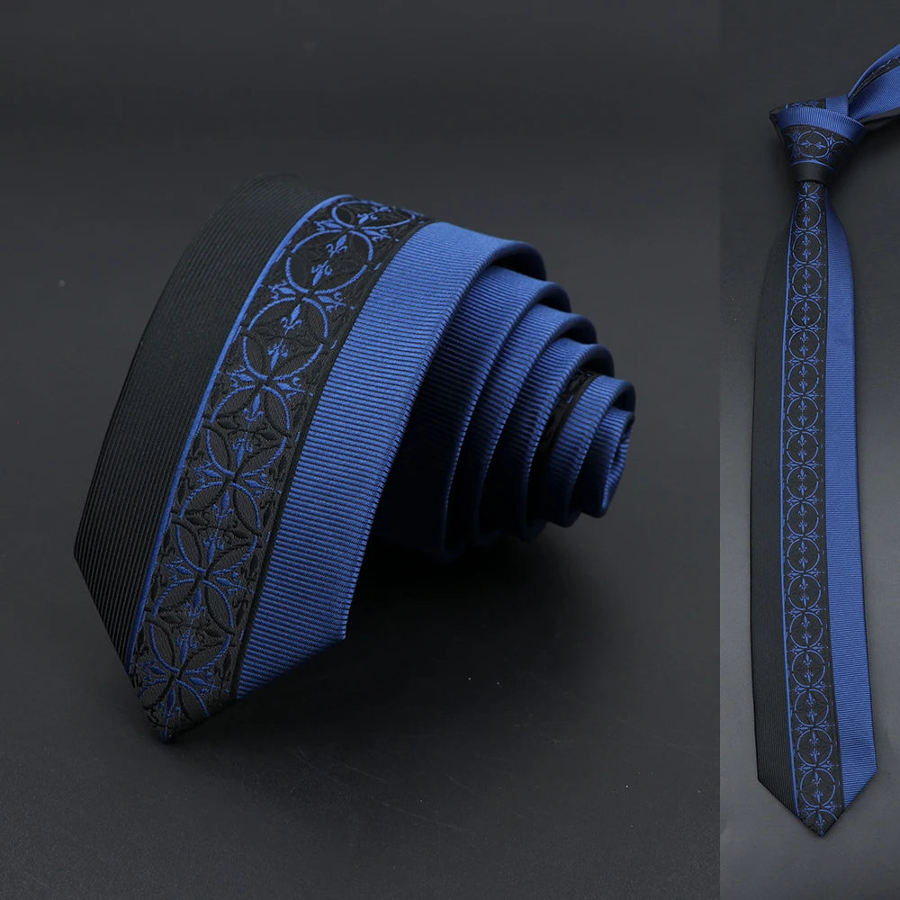 Skinny 6cm Ties For Men Wedding Dress Necktie Floral Paisley Patchwork Black Blue Tie Business Slim Shirt Accessory Gift Cravate