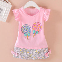 Cute Summer Baby Girls Outfits Cotton T-shirt and Short Pants Two Piece Set for Girl Princess Clothes Suit Children Clothing