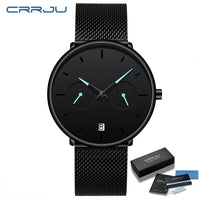 CRRJU Mens Watches Ultra-Thin Minimalist Waterproof - Fashion Wrist Watch for Men Unisex Dress with Stainless Steel Mesh Band