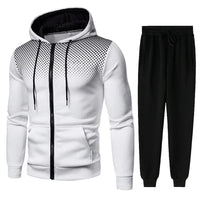 Men Gradient Zip Cardigan Suit Tracksuits Spring Autumn Hoodie Jogging Trousers Fitness Casual Clothing Sportswear Set Plus Size