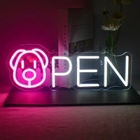 LED Neon Puppy-Themed Sign USB Powered Wall-Mounted Decorative Light for Home Man Cave New Year Mother's Day Celebration Plastic