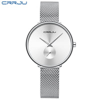 CRRJU Fashion Women Watch Luxury Casual Simple Ladies Daily Dress Mesh Wristwatch Minimalist Waterproof Quartz Female Clock