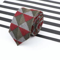 Men's  Business Diamond Check Tie Artificial Wool Cotton Dark Color Tie Striped Black Grey Necktie For Daily Accessory Paty Gift