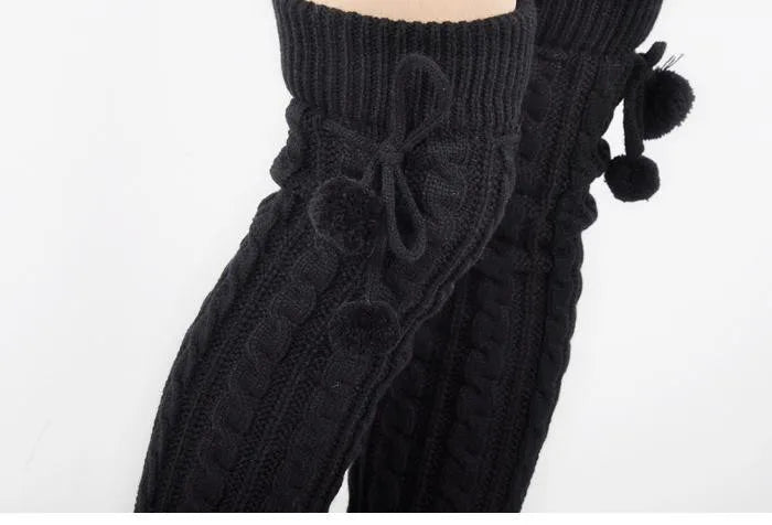 65cm Women's Long Leg Warmers Thickened Over Knee Warm Boot Cover Lolita Knitted Crochet Socks Boot Cuffs Pile Socks Party Dance