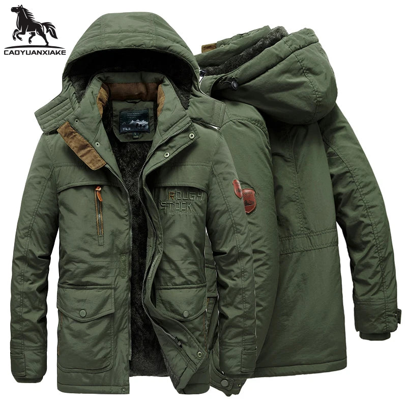 Winter parka men jacket Mens Plus velvet Men Hooded Windbreaker coats men's casual warm jackets coat Detachable hat L-6XL 8186