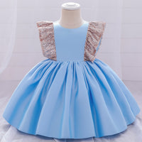 Princess Kids Baby Dress Sequin Bow Baby Girl Dress 1st Birthday Party Wedding Dress Baptism Dress For Girl Summer Dresses