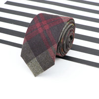 Men's  Business Diamond Check Tie Artificial Wool Cotton Dark Color Tie Striped Black Grey Necktie For Daily Accessory Paty Gift