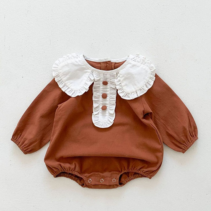 2021 New Autumn Kids Girl Long Sleeve Embroider Rompers Spring Infant Baby Girl Romper