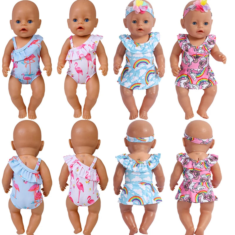 43cm Doll Clothes 18 Inch Dolls Swimsuit Baby Rainbow Dress Fit Bjd 1/4 Doll American Girl Newborn Baby Birthday Festival Gifts