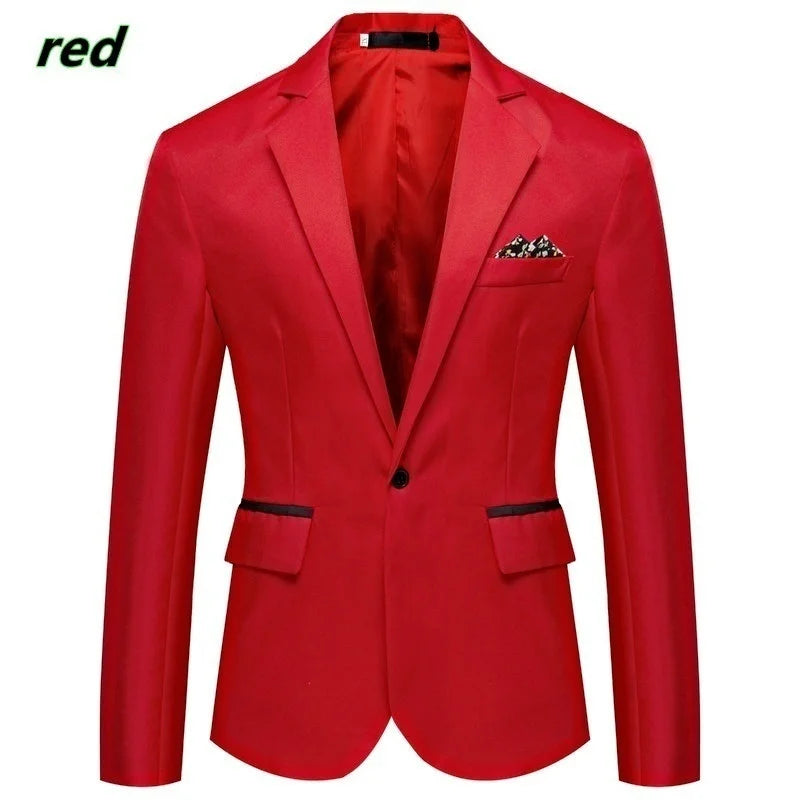 Men Slim Fit Office Blazer Jacket Fashion Solid Mens Suit Jacket Wedding Dress Coat Casual Business Male Suit Coat