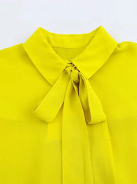 ZAJIA 2025 Spring New Women's Casual Long Sleeve Lapel Shirt Bow Decorative Button Fastening Fashion Simple