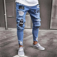 2025 Men Stylish Ripped Jeans Pants Biker Slim Straight Hip Hop Frayed Denim Trousers New Fashion Skinny Jeans Men European Size
