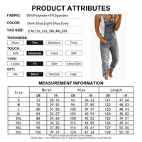 Women's Ripped Denim Jumpsuit Fashion Slouchy Loose Pocket Slim Solid Color Blue Strap Jeans Trousers Work Clothes