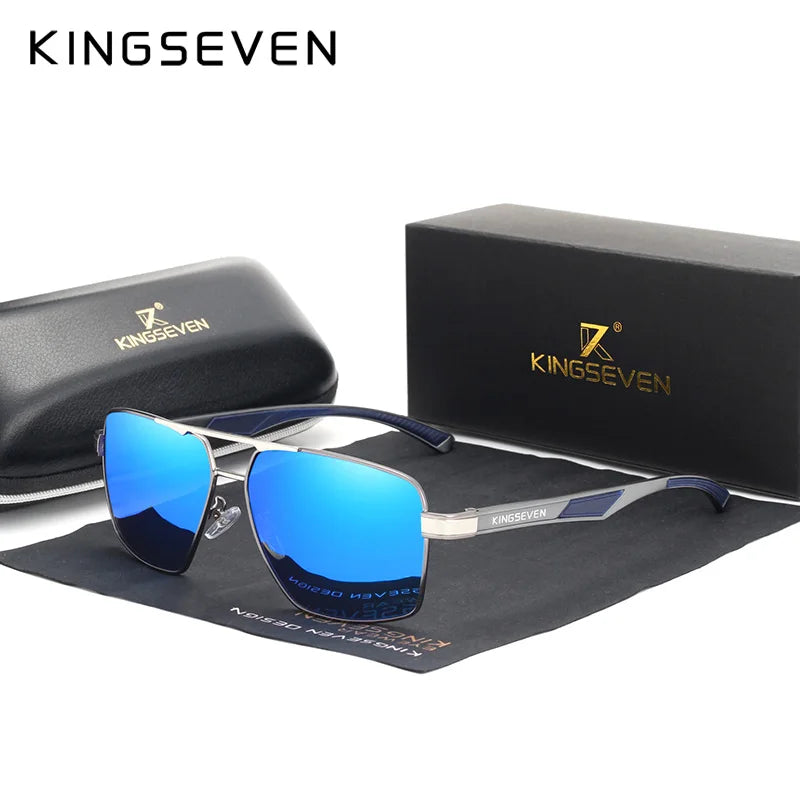 KINGSEVEN Vintage lederscheide en aluminium lunettes