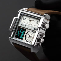 FEICE Men&#39;s Square Quartz Clock Watch Fashion Multifunctional Sport Clock Wristwatch  for Men  Equipped 3 Sub-dials FK030