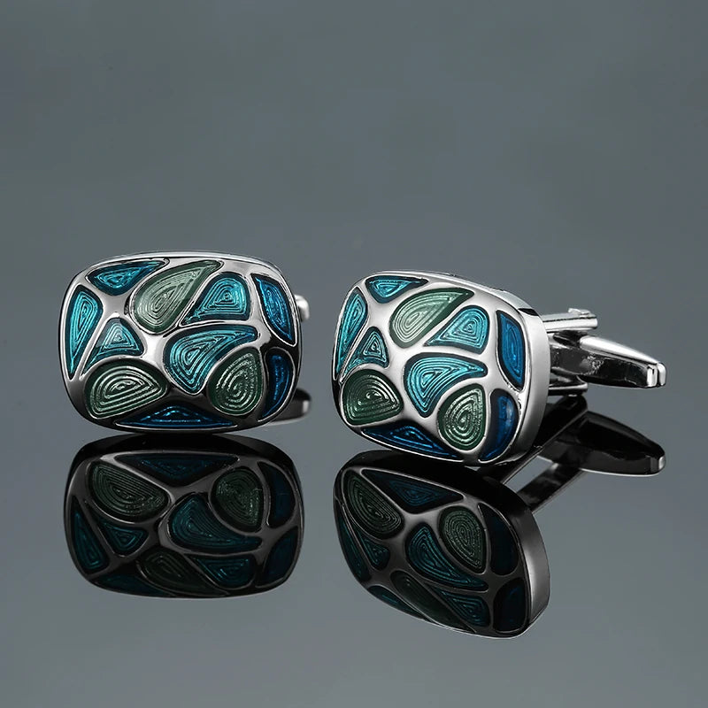 Classic French shirt Cufflinks High quality hand painted red blue black enamel button metal men's clothing accessories jewelry