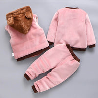 Baby Boys And Girls Clothing Set Tricken Fleece Children Hooded Outerwear Tops Pants 3PCS Outfits