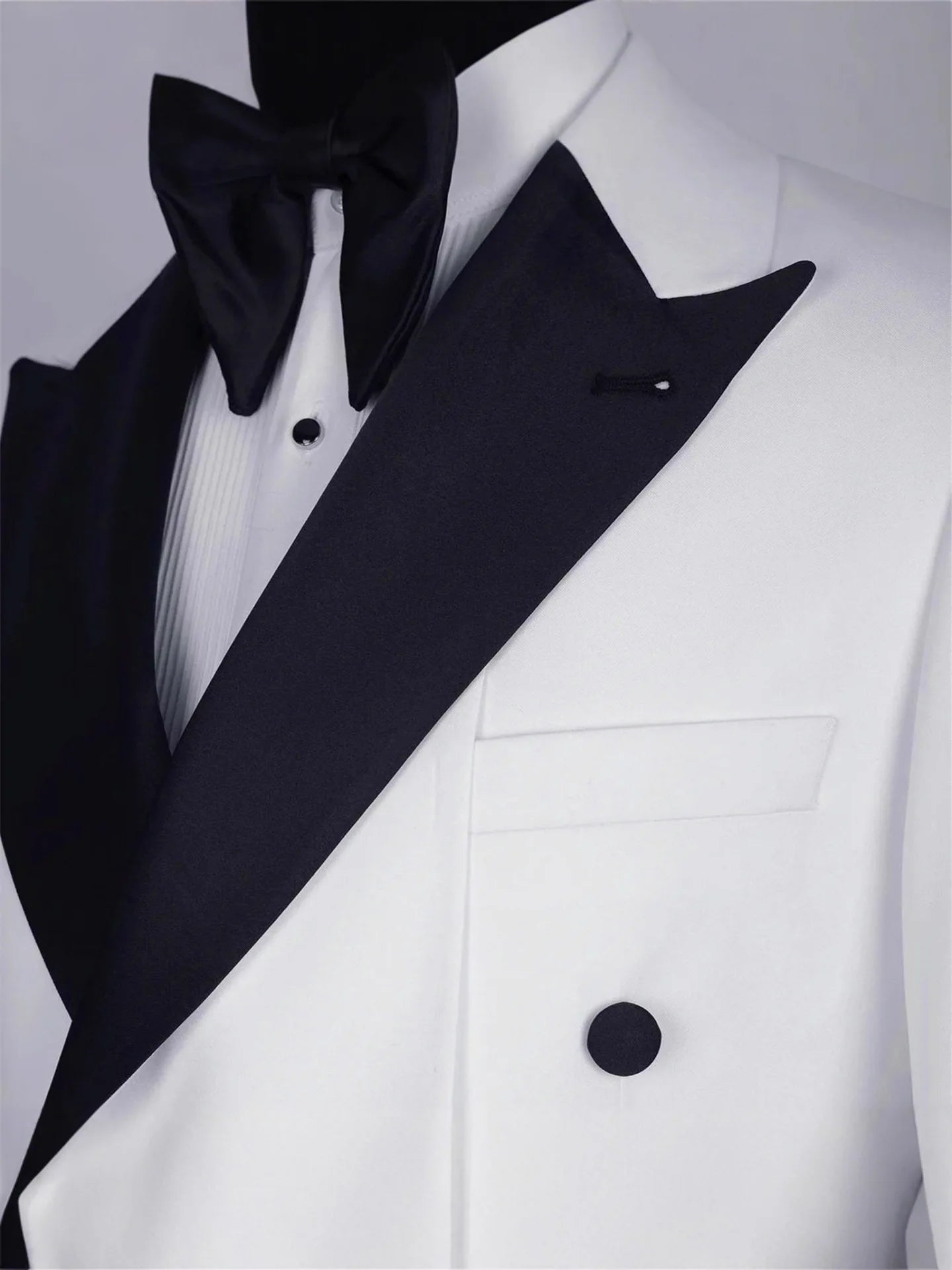 Wholesale Black and White Double Breasted Wedding Suits for Men Peaked Lapel Slim Fit Tuxedos 2 Pieces Fashion Casual Suits