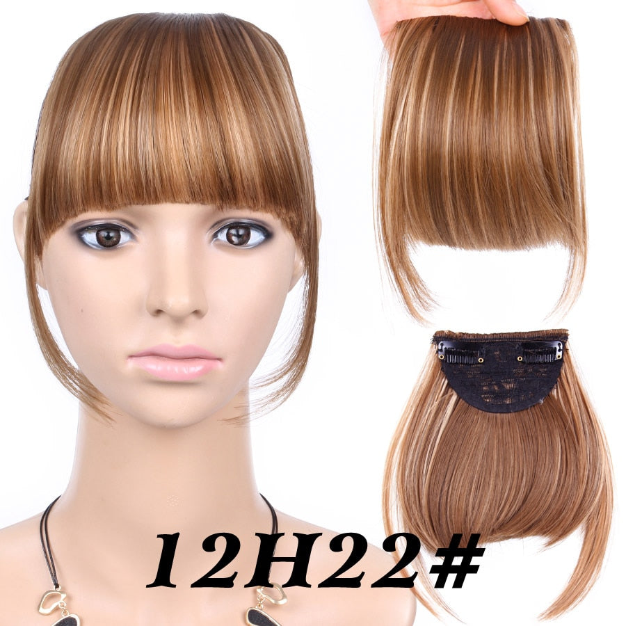 Leeons Short Synthetic Bangs Heat Resistant Hairpieces Hair Women Natural Short Fake Hair Bangs Hair Clips For Extensions Black