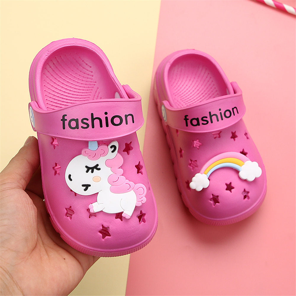 Unicorn Slippers for Boy Girl Rainbow Shoes 2019 Summer Toddler Animal Kids Outdoor Baby Slippers PVC Cartoon Kids Slippers