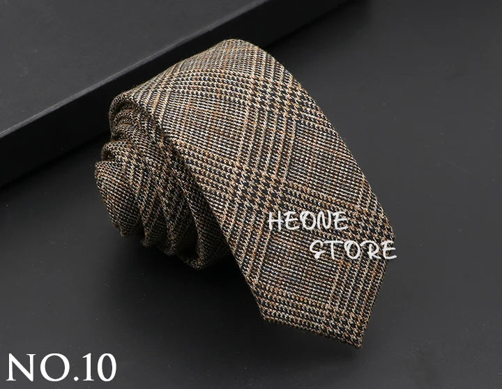 Mens Classic Cotton Ties High Quality Handmade Skinny 6CM Neck Tie Plaid Solid Color Striped Narrow Business Shirt Accessories