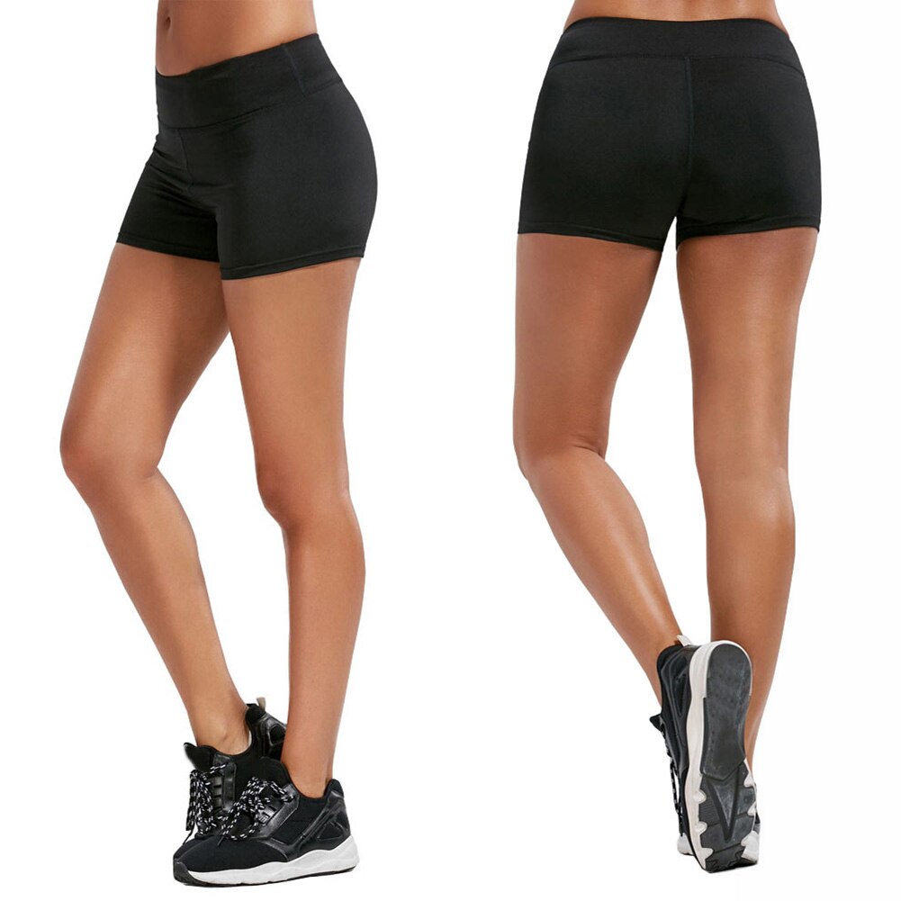 Women Sporty Solid Color Low Rise Quick Dry Yoga Shorts Mini Pants Hot Pants