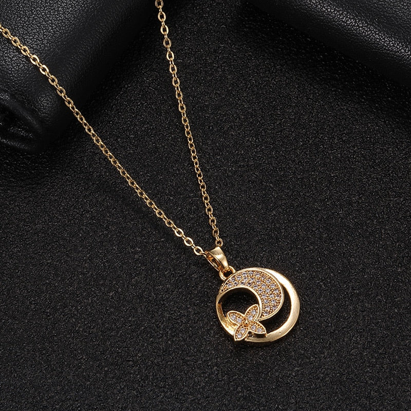 Stainless steel initial CZ necklace irregular hollow pendant necklace ladies accessories girl best party wedding jewelry