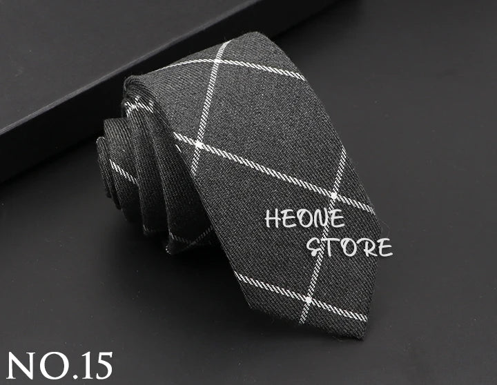 Mens Classic Cotton Ties High Quality Handmade Skinny 6CM Neck Tie Plaid Solid Color Striped Narrow Business Shirt Accessories