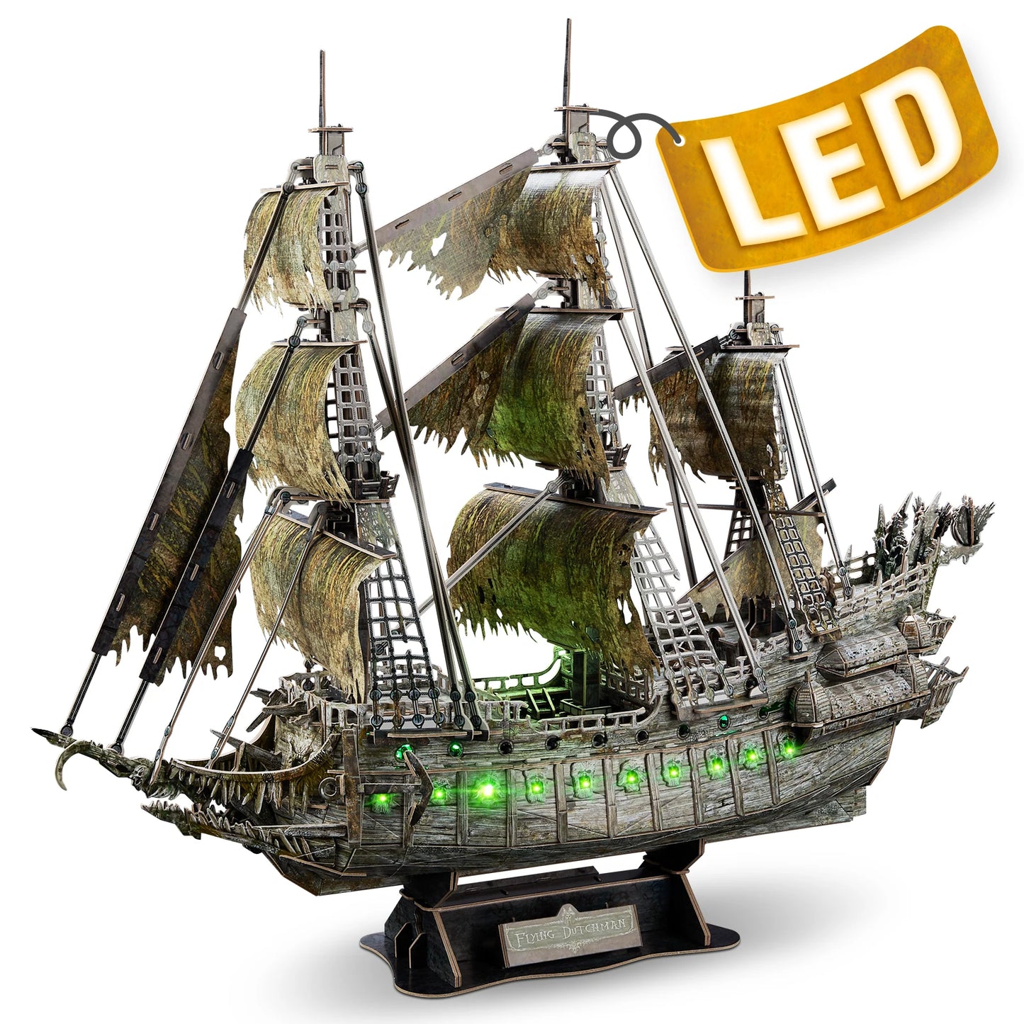 CubicFun 3D Puzzles Ship from PL/US/RU LED Flying Dutchman Pirate Ship Model Queen Anne Revenge Sailboat Titanic Ship Jigsaw