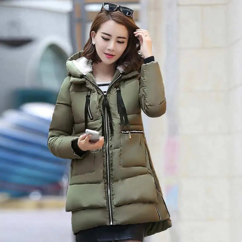 Parkas woman winter female coats 2019 new fashion zipper solid long women winter jacket pockets polyester women down jacket