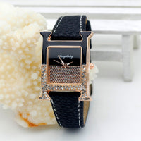 Casual Female Square Shaped WristWatch Leather Paint Rhinestone Designer Ladies Clock Women Dress Luxury Quartz Crystal Watch