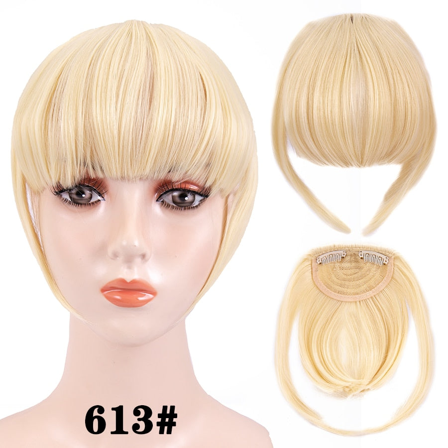 Leeons Short Synthetic Bangs Heat Resistant Hairpieces Hair Women Natural Short Fake Hair Bangs Hair Clips For Extensions Black