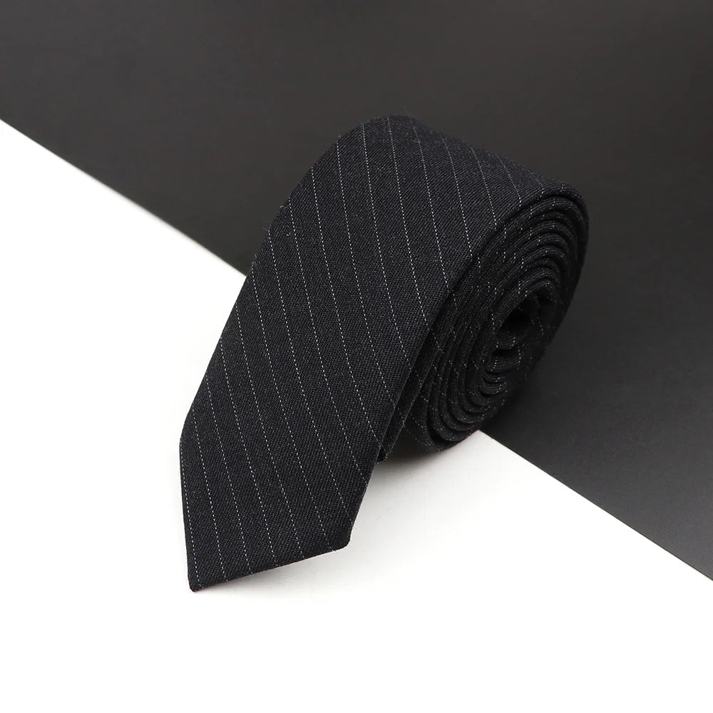 High Quality Classical Color Black Grey Skinny 100% Wool Tie Men Necktie For Business Meeting Fashion Shirt Dress Accessories