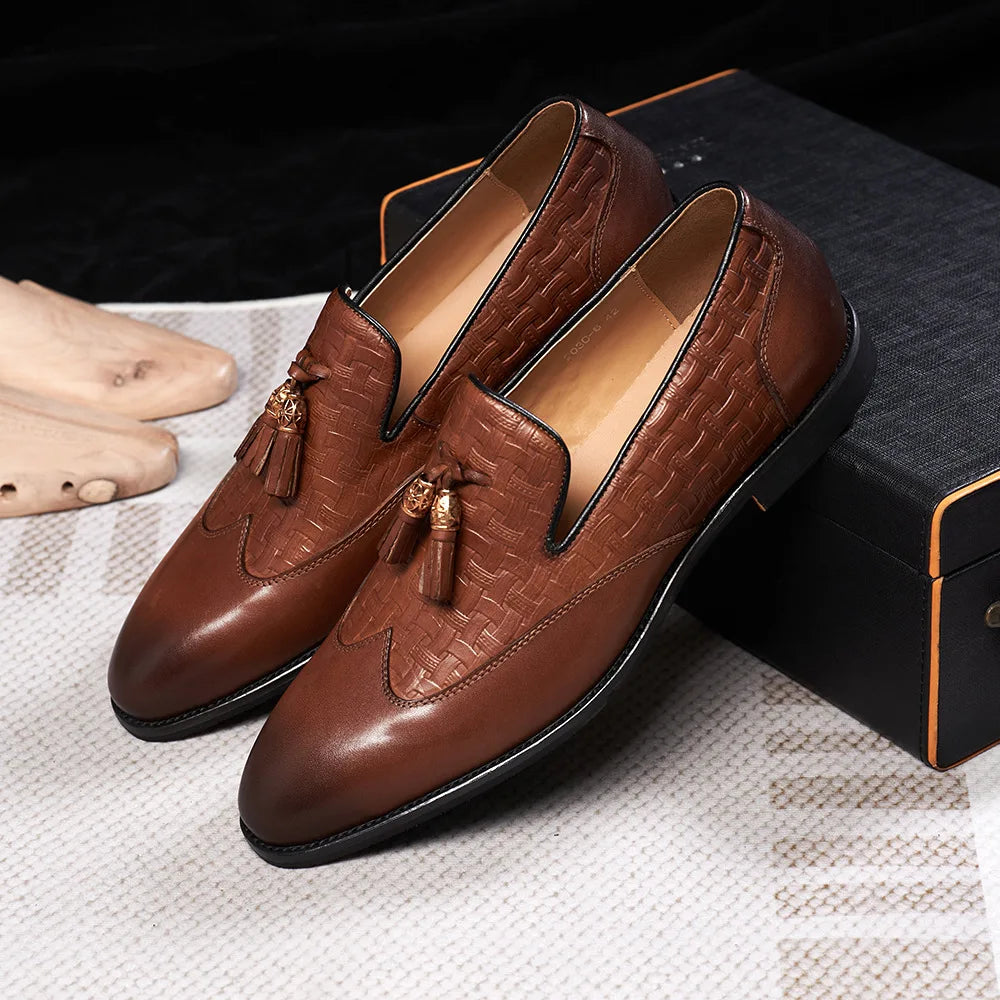 New Style Fashionable Casual Square-toe Loafers Waterproof and Height Increasing Breathable Durable Dress Shoes Business Shoes
