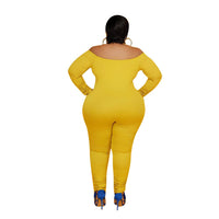 Sexy Plus Size Jumpsuit Overalls for Women  Off Shoulder Bandage Long Sleeve Romper