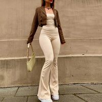 BoozRey andage Sexy Backless Elegant Strapless Jumpsuits Women Club Party Flare Pants Rompers One Piece Outfits Overalls