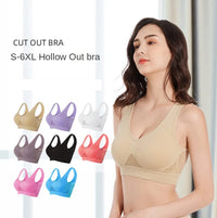 M-6XL Women Hollow Out Fitness Yoga Sports Bra For Running Gym Padded push up Seamless Top Athletic Vest brassiere