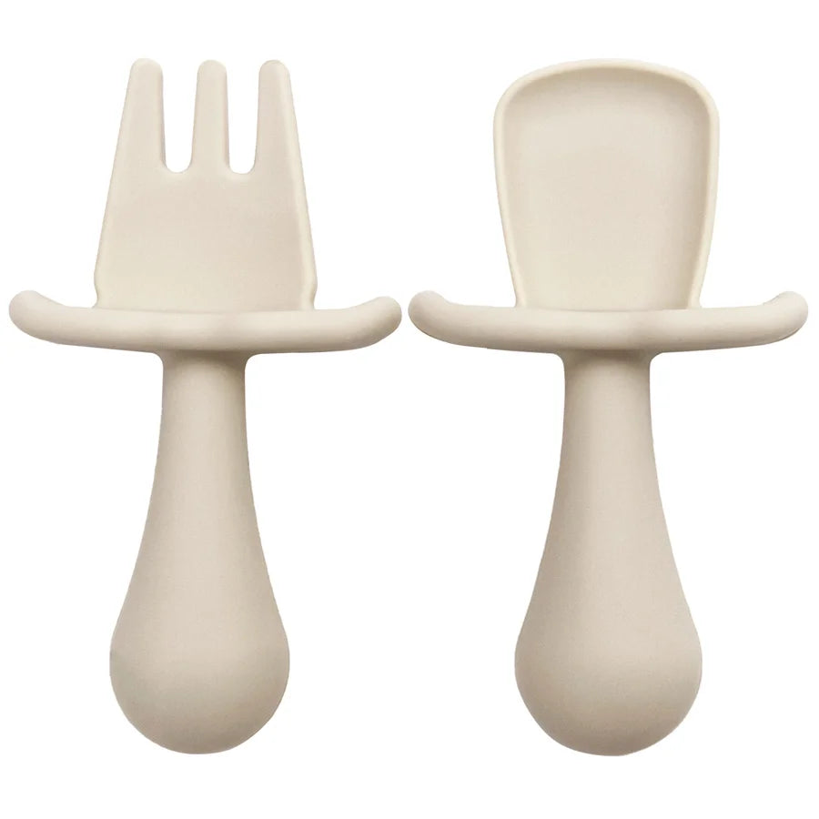 2Pcs/Set BPA Free Silicone Mini Fork Spoon Baby Learning Feeding Solid Food Children's Tableware Training Utensils For Newborn