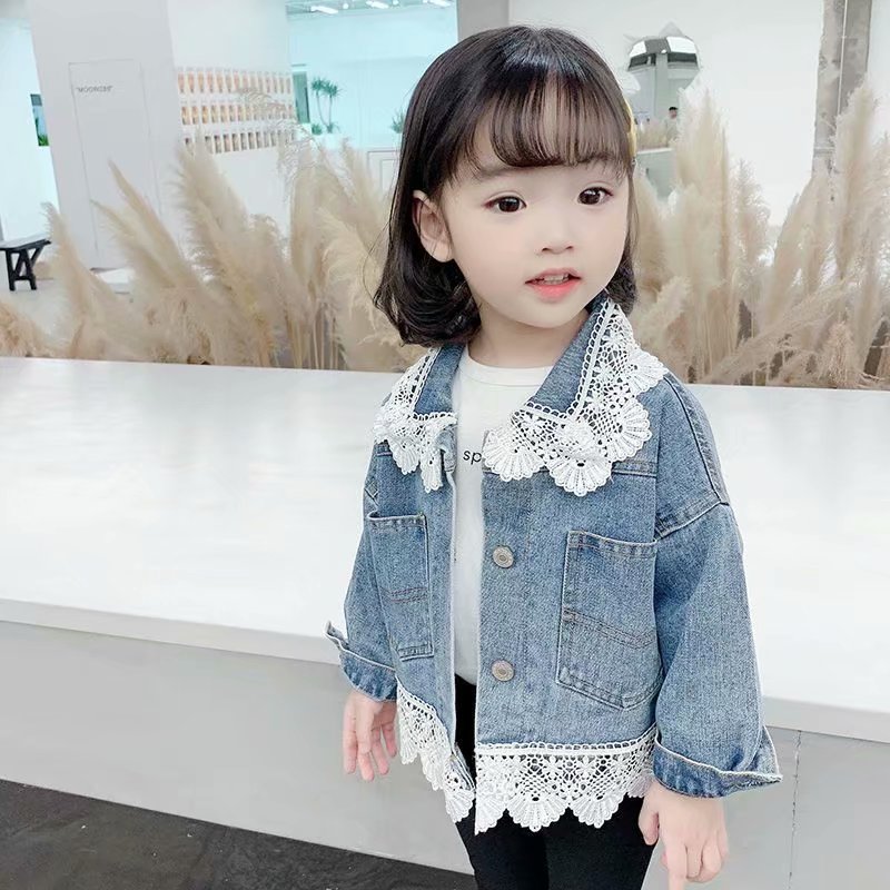 Kids Denim Jackets for Girls Baby Flower Embroidery Coats Spring Autumn Fashion Child Kids Outwear Ripped Jeans Jackets Jean