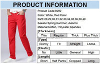 White Jeans Men Plus Size 36 38 40 Loose Oversized Red Trousers Stretched Denim Mens Casual Slim Fit Straight Elastic Man Pant