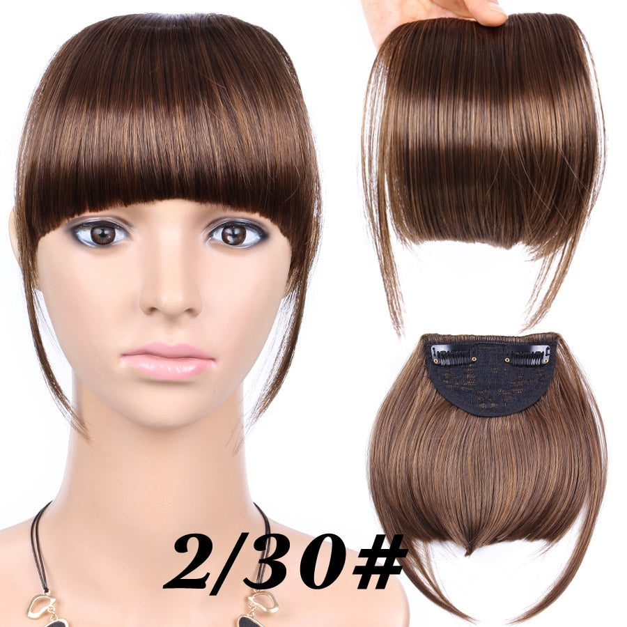 Leeons Short Synthetic Bangs Heat Resistant Hairpieces Hair Women Natural Short Fake Hair Bangs Hair Clips For Extensions Black